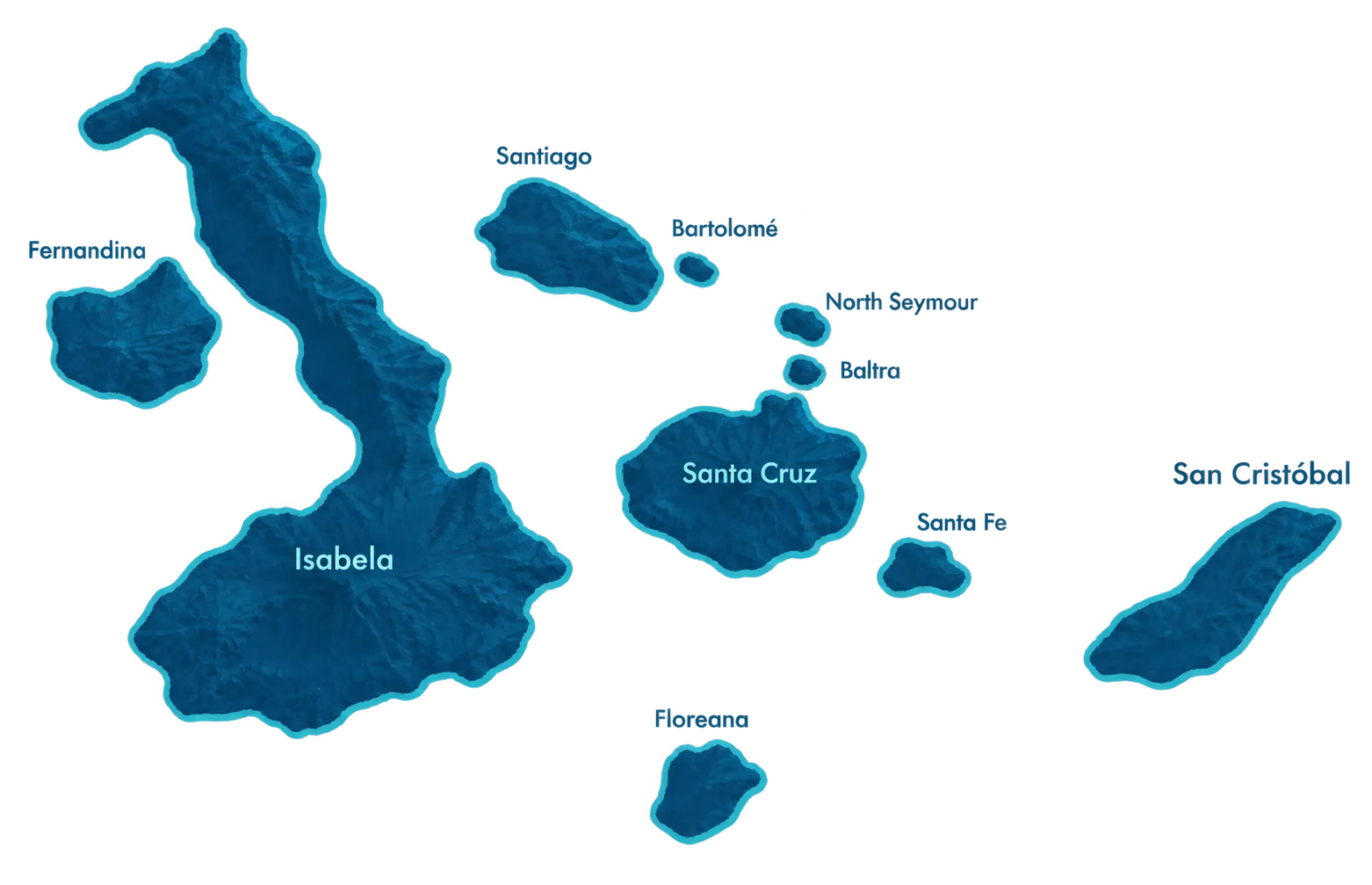 Map of the Galapagos islands